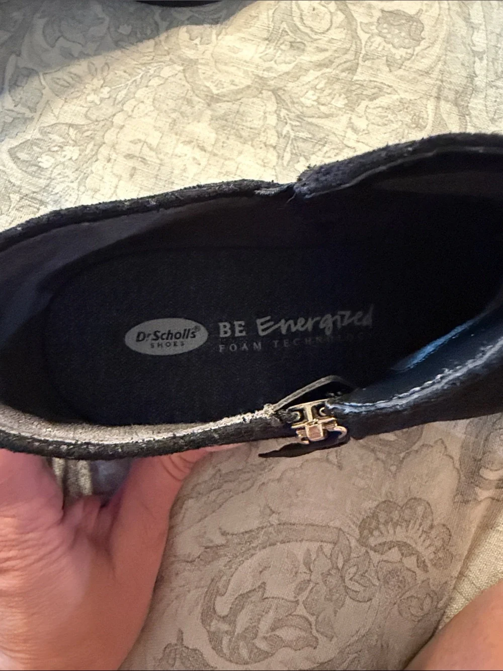 Dr. Scholl's Black Suede Ankle Booties with Side Zip